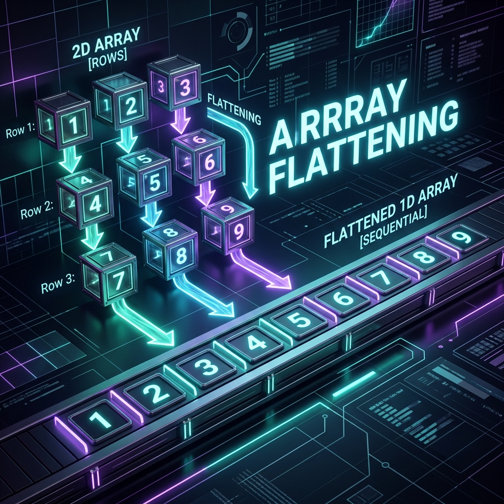 Illustration of elements inside multiple boxes being poured onto a single flat conveyor belt