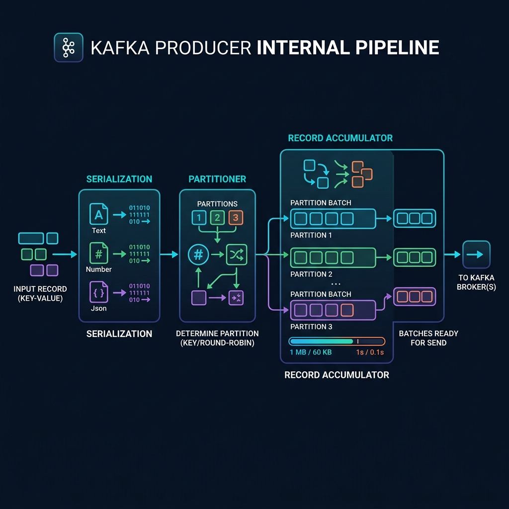Kafka Producer Internal Message Pipeline Flowchart